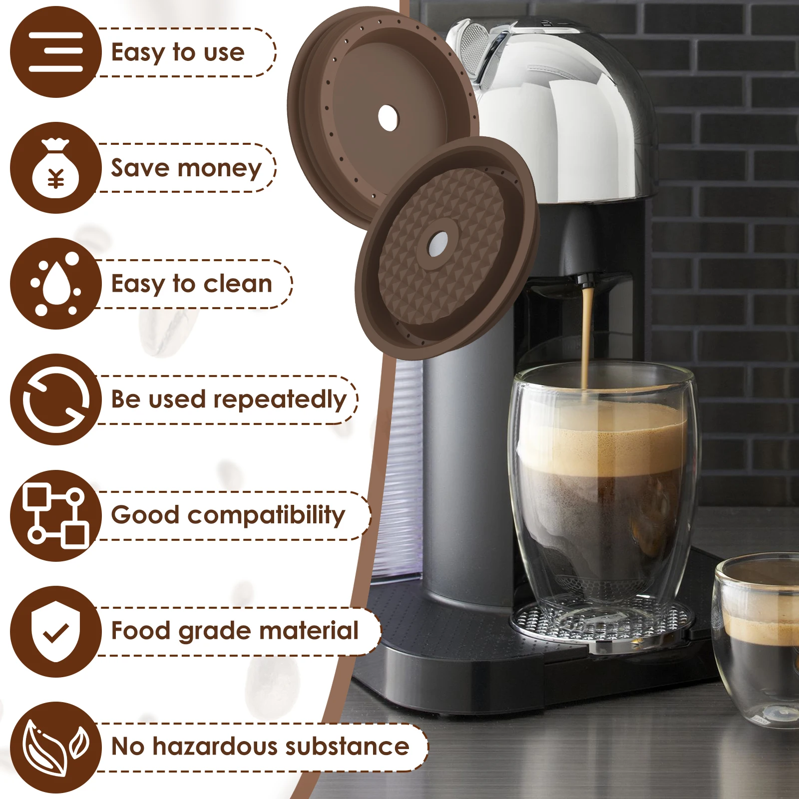 Силиконовые крышки для капсул кофе 100 шт. совместимые с пищевыми силиконовыми