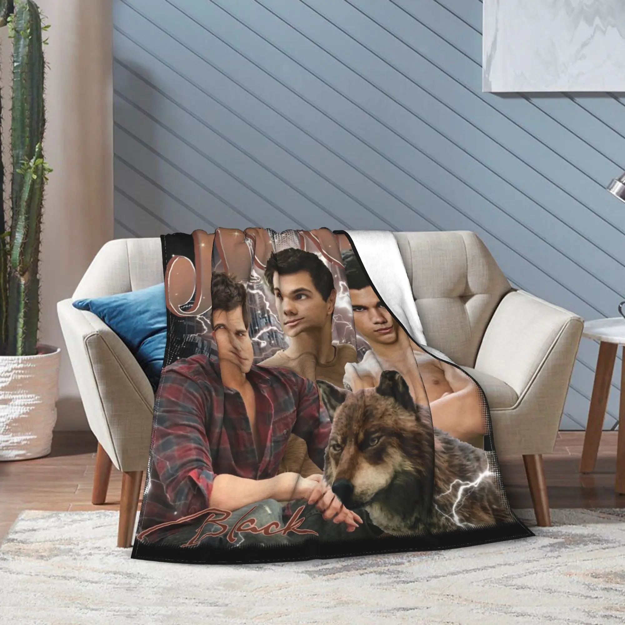 Фото Плед Jacob Black Twilight Bootleg из кораллового флиса, плюшевый, декоративный, теплый, для дома и спальни, тонкое плюшевое одеяло №5