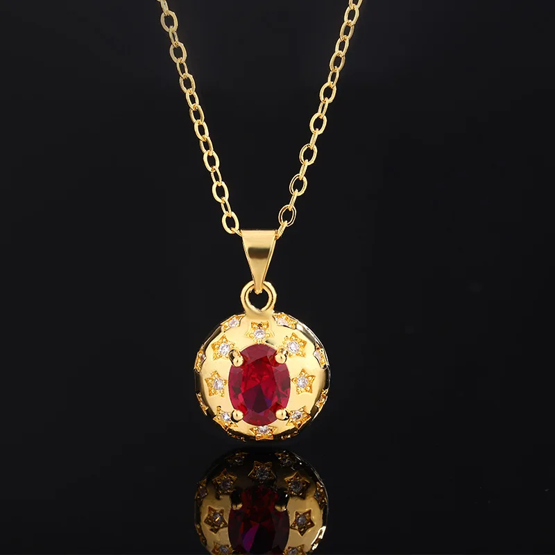 Женское колье из серебра 925 пробы с красным Рубином