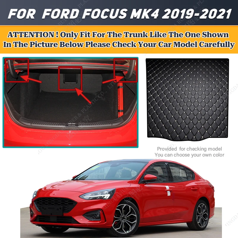 Фото Автомобильный коврик для багажника luтехл для Changan-Ford Focus MK4 2019 2020 2021 нескользящий дизайн с высокими краями коврик для багажника №2
