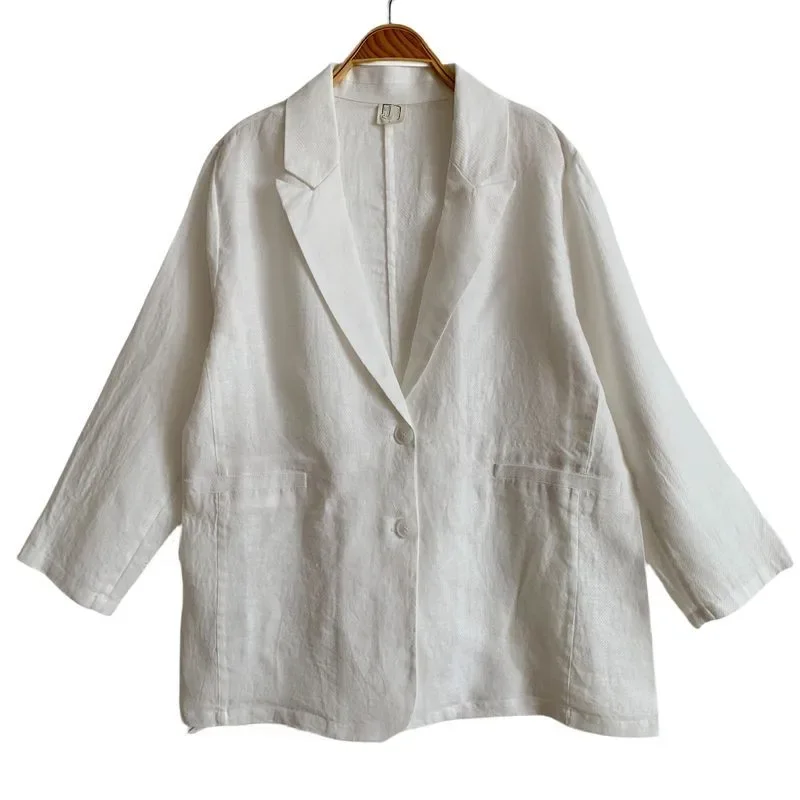 9872 льняной саржевый костюм повседневное пальто с длинным рукавом простой