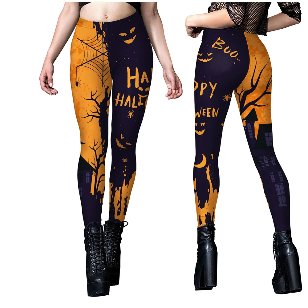 

Хэллоуин женский Темный стиль графический принт плотные леггинсы для фитнеса женские костюмы для выступлений
