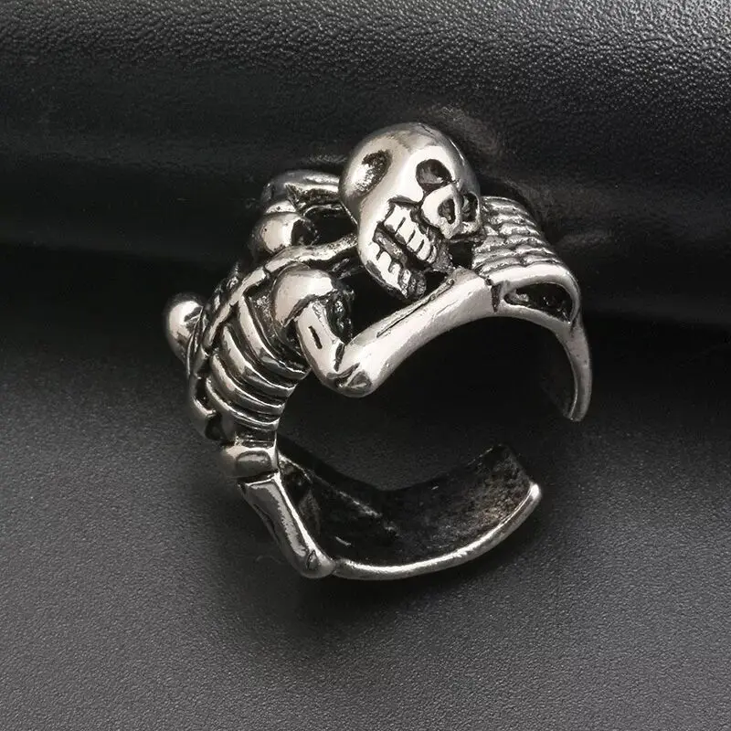 

New Halloween jewelry dark personality gothic skull ring for men and women opening adjustable ring jewelry