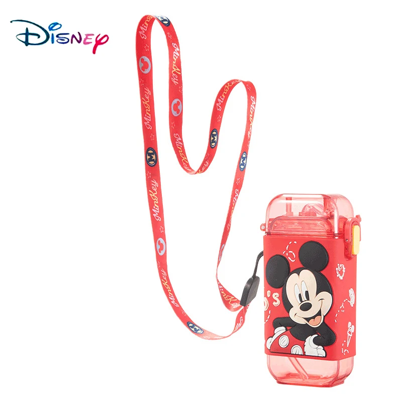 

Disney Mickey Mouse Cartoon Children Water Cup Kindergarten Straw Cup Square Water Bottle Plastic Portable Leak-proof Bottle