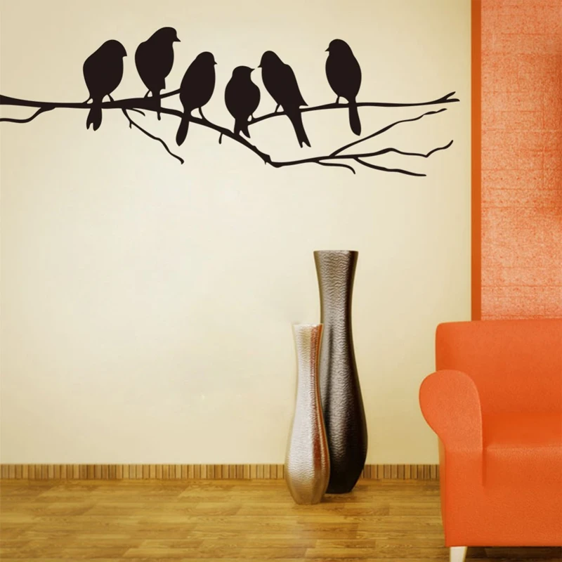 

wall stickers modern home decor 6 birds on branch vinyl living room kids baby nursery bedroom decor 8216. decoration art decal