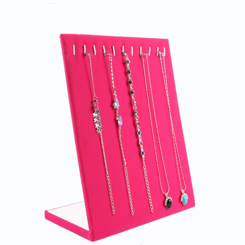 

Jewelry Organizer Storage Stand For Dangling Necklace Display Decoration Jewelry Display Show Holder Rack 11 Hooks Rose Pink