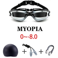 2022 adult myopia swimming goggles suit earplug professional pool glasses anti fog men women optical waterproof eyewear