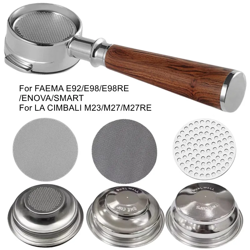 Фото Для FAEMA E92/E98/E98RE/ENOVA/SMART кофемашина 58 мм держатель фильтра бездонная ручка портафильтра для LA CIMBALI M23/M27/M27RE №1