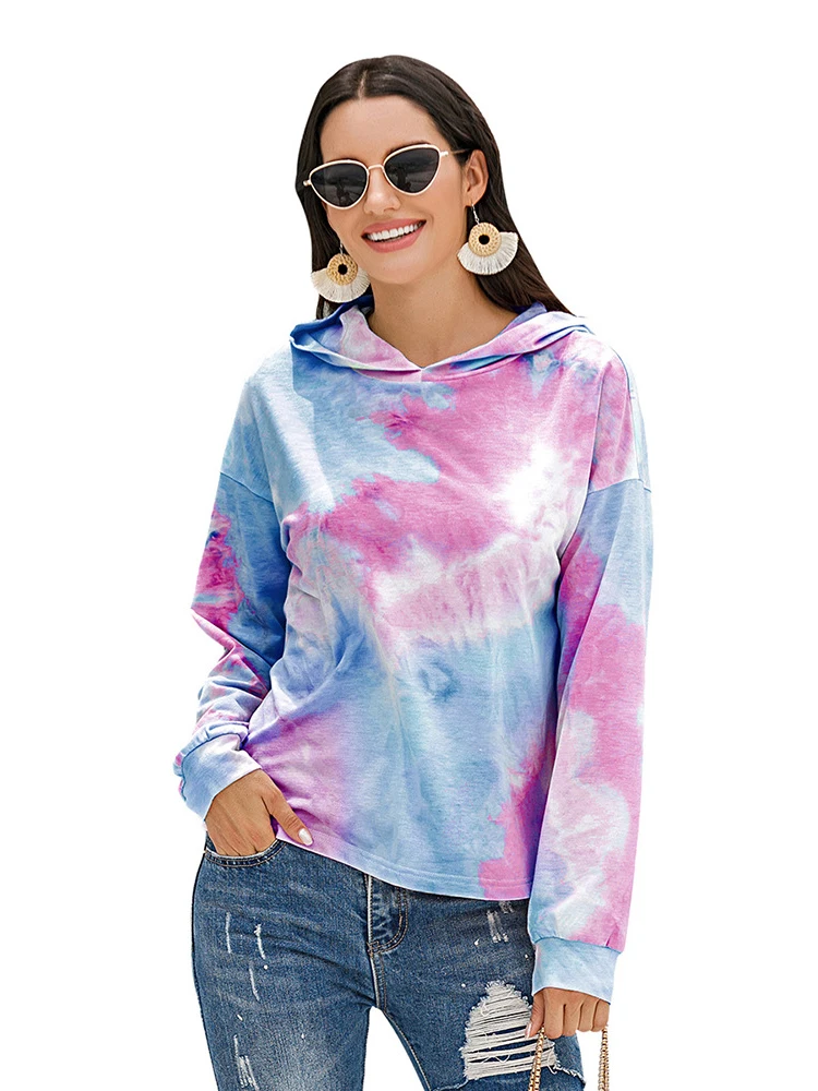 

2022 весенние толстовки с галстуком-краской женская одежда Harajuku свитшоты женские с длинным рукавом модные повседневные топы с капюшоном пуло...