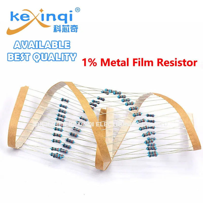 

100pcs 1/4W 1R~22M 1% Metal Film Resistor 100R 220R 1K 1.5K 2.2K 4.7K 10K 22K 47K 100K 100 220 1K5 2K2 4K7 Ohm Resistance