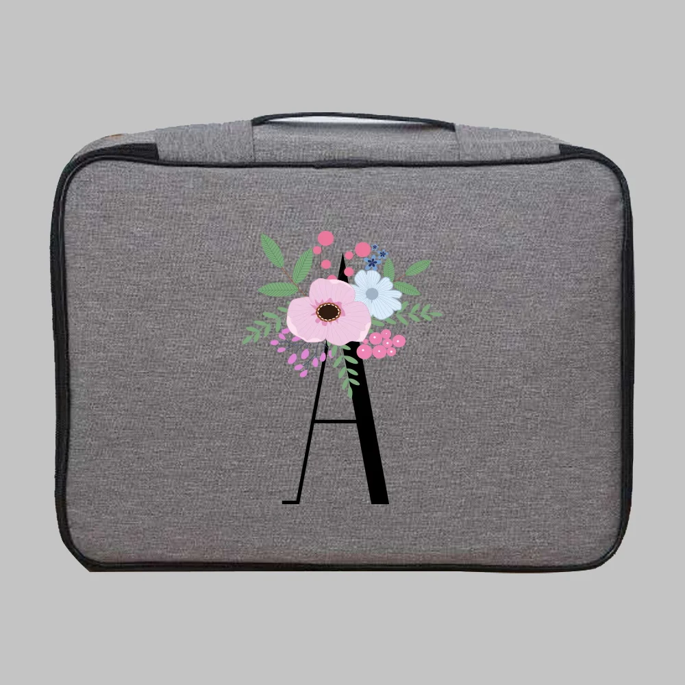Document Storage Bag Organizer Bins Baskets Drawer Container Flower and Black Letter Print Home Storage Organization Supplies