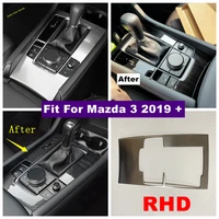 center control gear shift box front water cup holder panel cover trim fit for mazda 3 2019 2022 car accessories carbon fiber