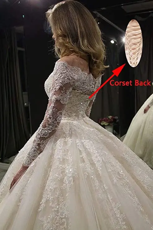 Бальное платье свадебное кружевное невесты с длинным рукавом зимнее со шлейфом