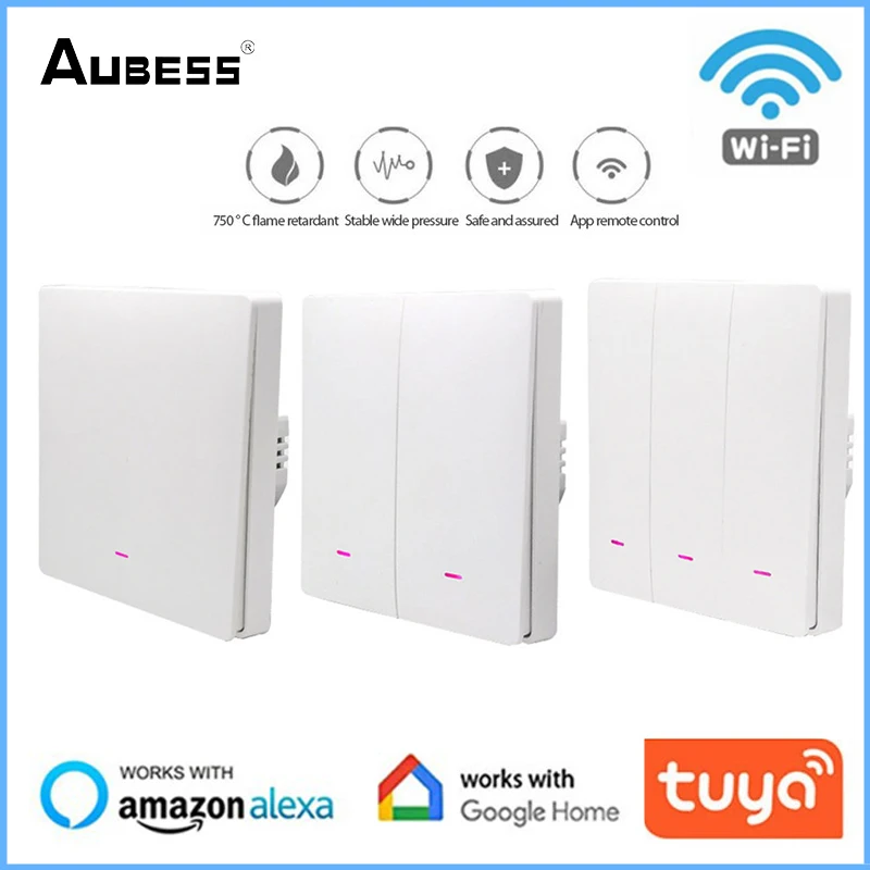 Умный настенный выключатель Tuya Wi-Fi голосовое управление через приложение 2/3