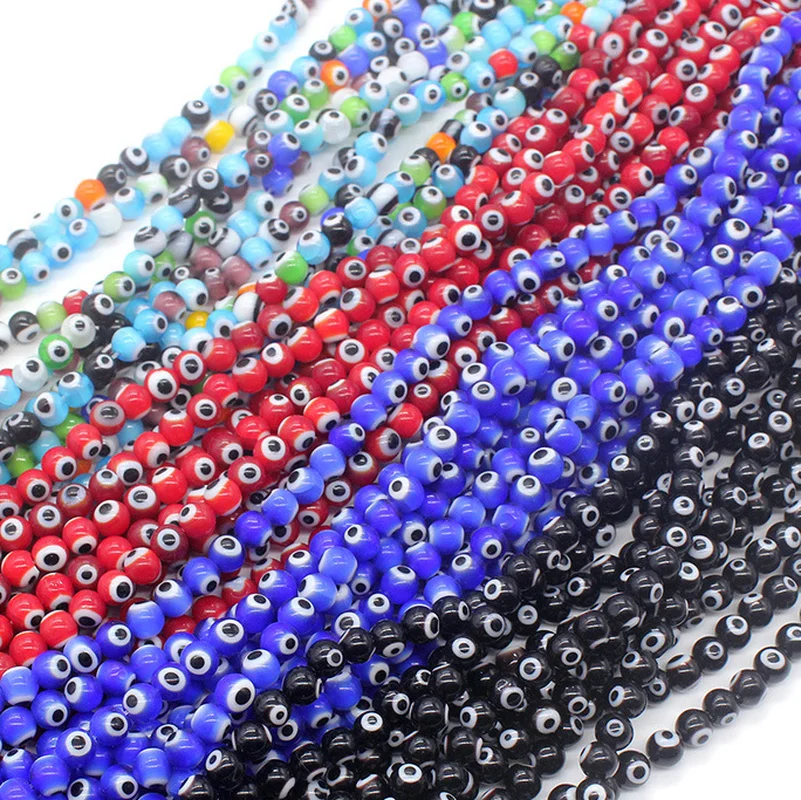 

6mm 8mm 10mm Strand Round Evil Eye Stripe Resin Spacer Beads for Jewelry Making DIY Bracelet Necklace Charms