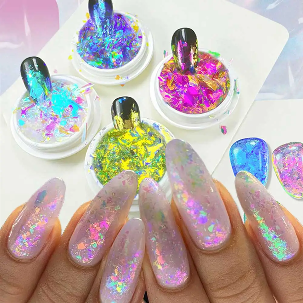 Единорог хамелеон хлопья для ногтей фольга Флуоресцентный порошок 4 цвета