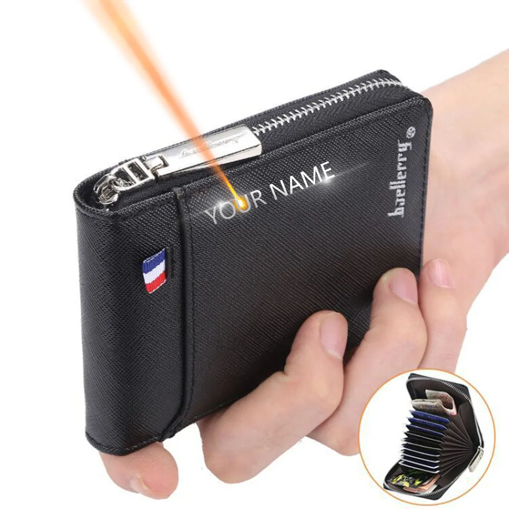 Новые короткие мужские кошельки маленький тонкий бумажник на молнии с