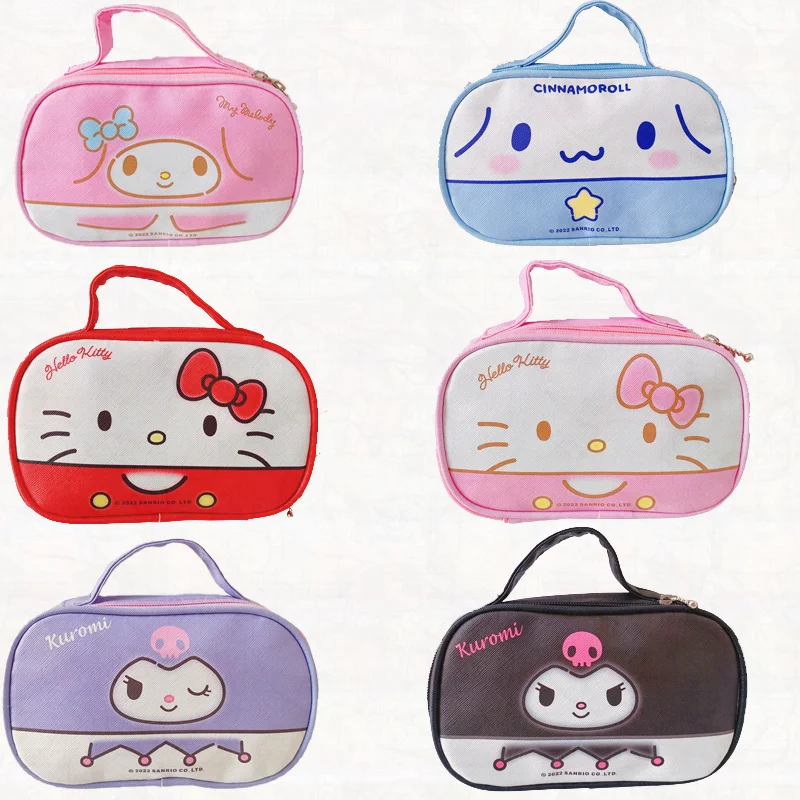 

Мультяшная аниме мелодия Kuromi Hellokitty Pachacco портативная косметичка для девочек кавайная сумка для хранения Sanrio для путешествий стирка милая су...