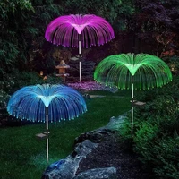 7 color jellyfish light led solar garden lights outdoor waterproof fiber optic floodlight patio pathway decoration street lamp