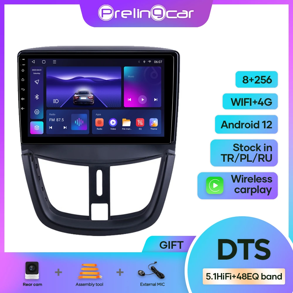 

Android 12 DTS Sound For Peugeot 207 207CC 2006-2015 Years Navigation Multimedia Car Player Radio 2Din Stereo Bluetooth 48EQ