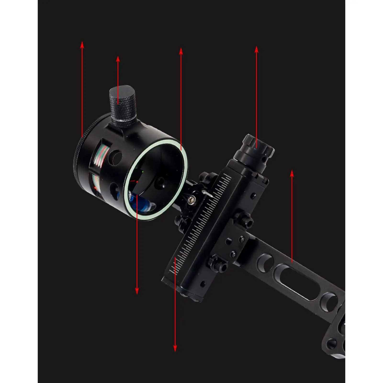 Single Pin Bow Sight, Universal Short Bar Long Pole Compound for Hunting Outdoor Sport Bow Accessories