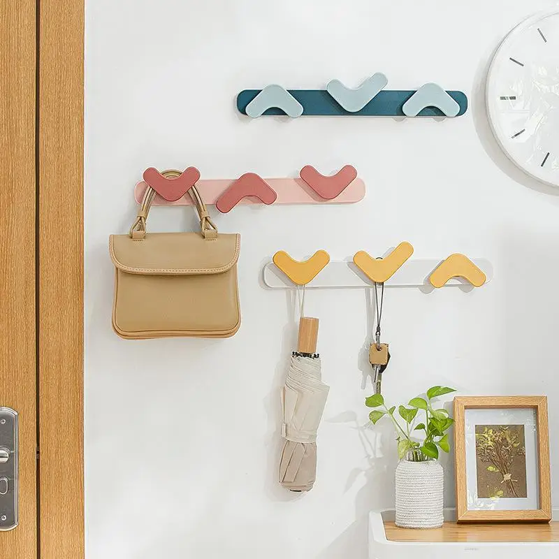 

Creative Coat Hook Row Hook Free Punching Adjustable Plastic PS Hook Behind The Door Kitchen Bathroom Wall Hanging Coat Hook