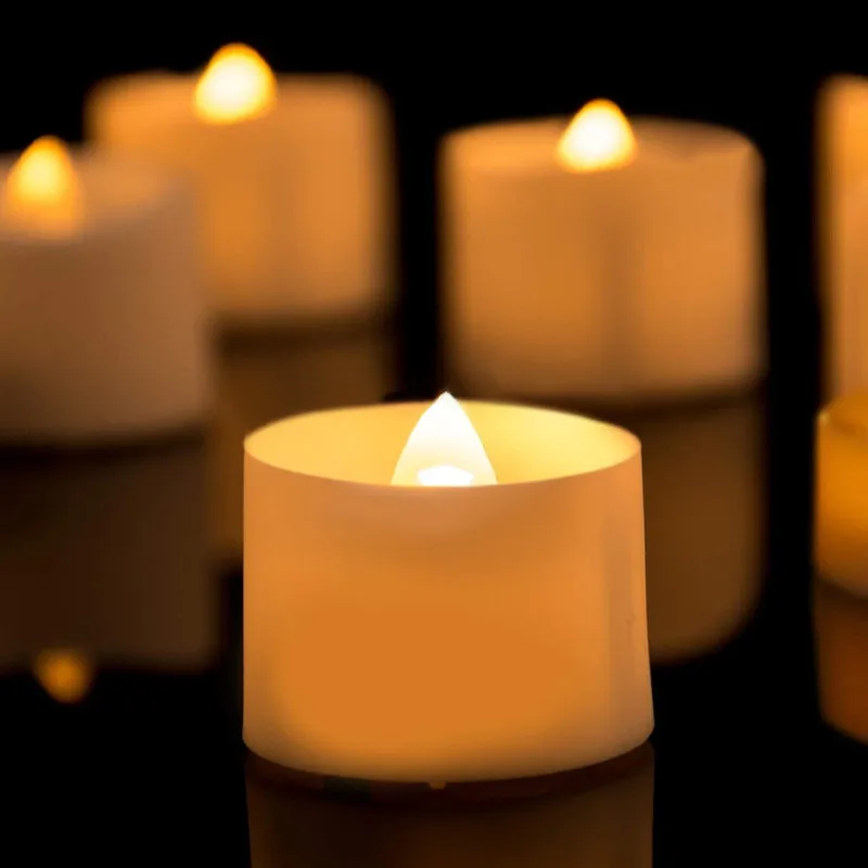 

24/48 Pcs Flameless Candle Light Battery Operated Tea Light Romantic Candles Lamp Bright LED Tea Lamp Party Wedding Decor