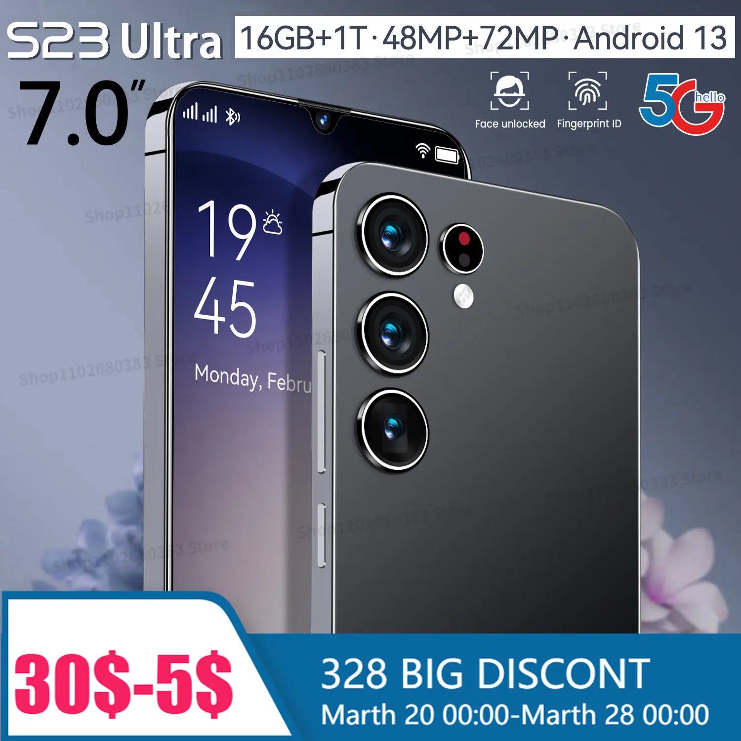 

Mobile Phones S23 Ultra 7.0 HD Screen SmartPhone Original 5G 4G Dual Sim Celulares Android 13 Unlocked 72MP 6800mAh Cell Phone