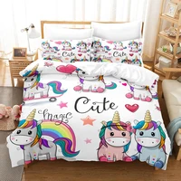 kawaii ucky holy beast rainbow unicorn bedding set twin full queen king size set children kid bedroom duvet cover sets 3