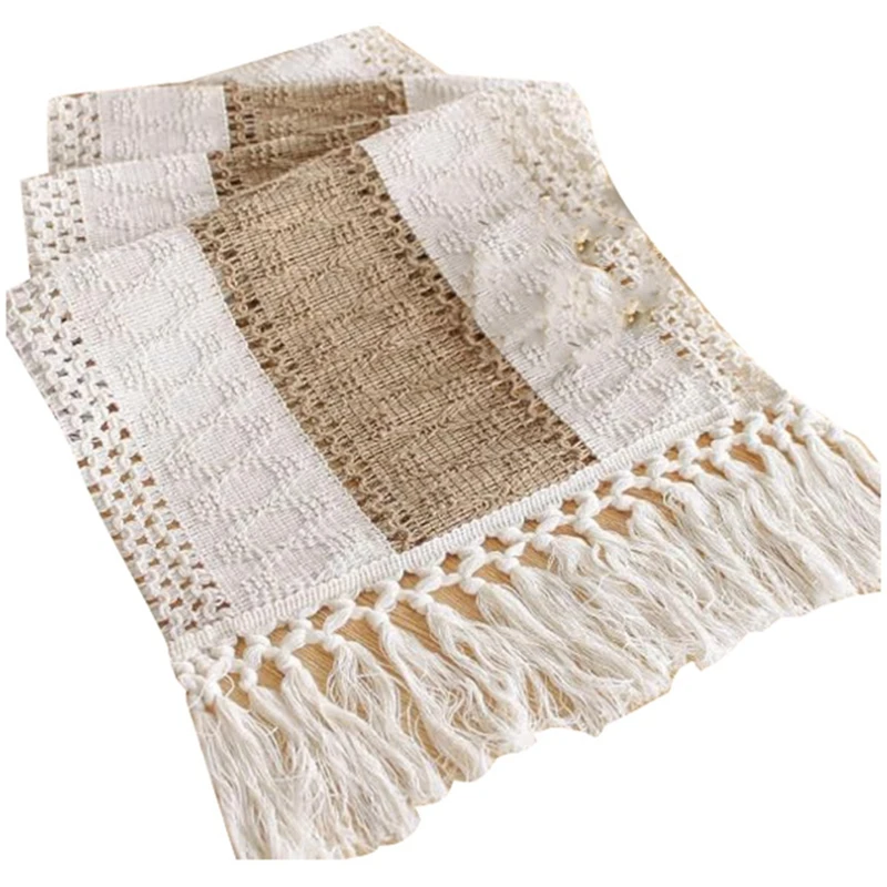 Скатерть сращивание хлопка и льна с завязанными кисточками настольный флаг