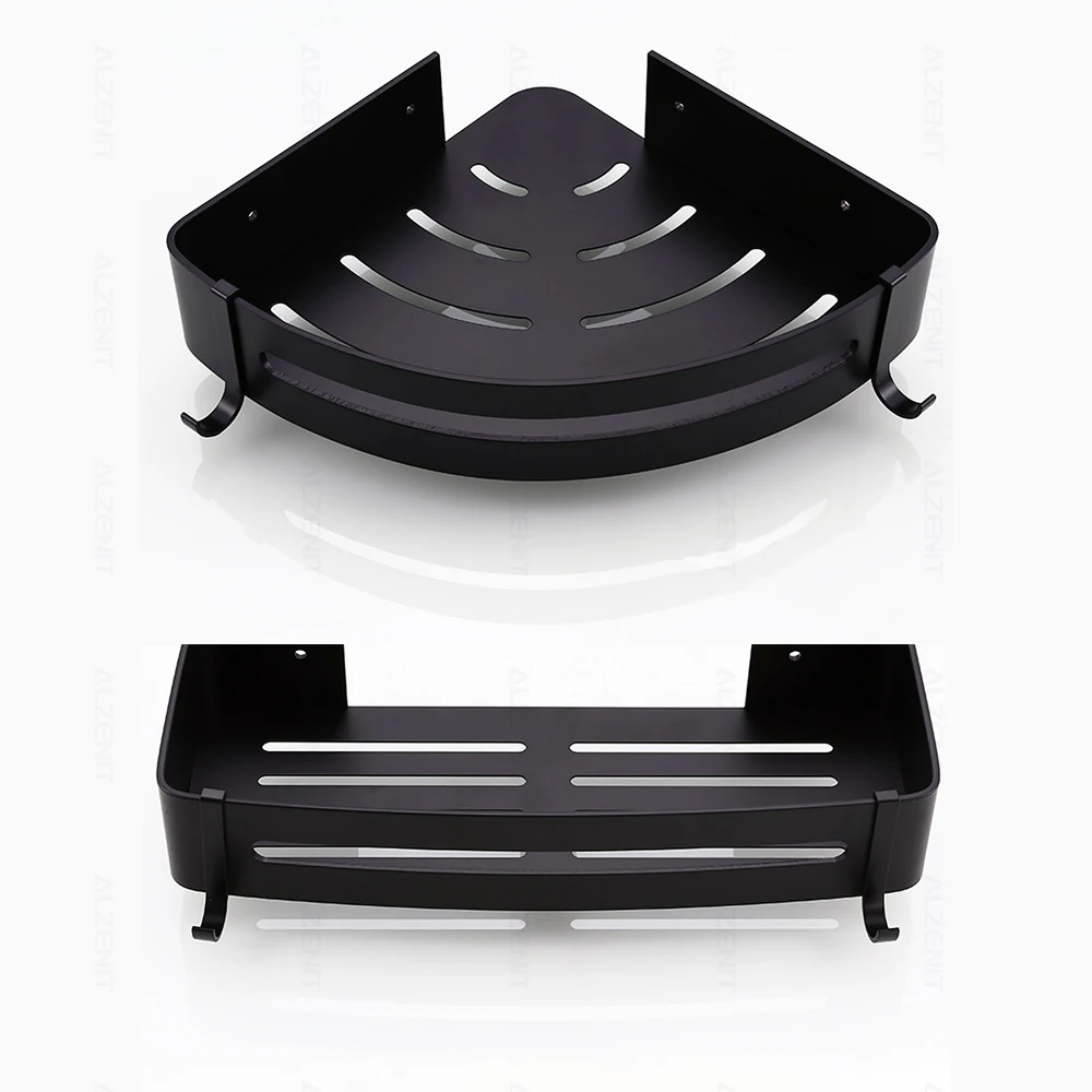 corner shelf black shower storage rack aluminum shampoo holder wall mounted organizer hanger bathroom caddy kitchen accessories free global shipping