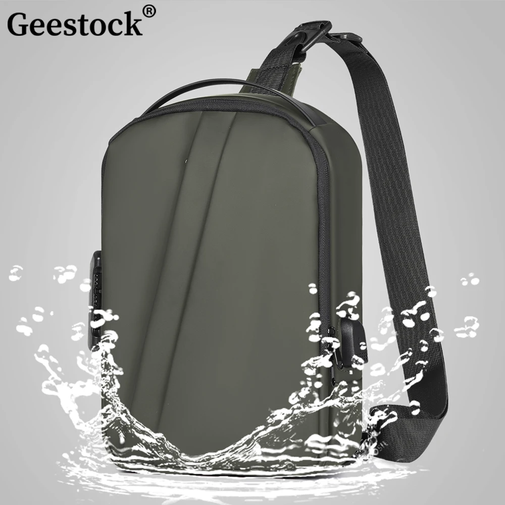 Geestock противоугонная сумка-слинг мужской рюкзак через плечо с USB-портом
