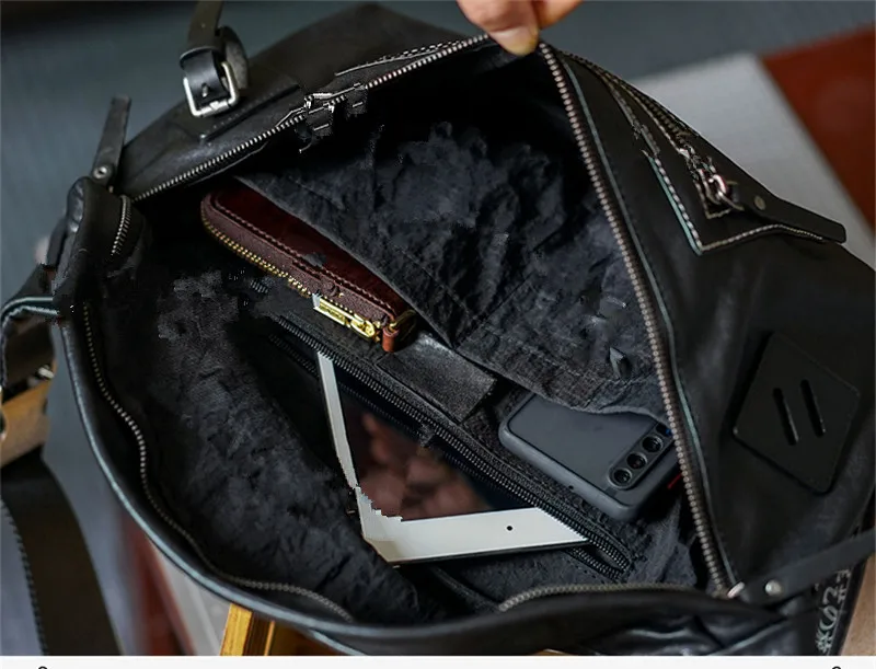 Casual genuine leather men's large-capacity chest bag outdoor real cowhide crossbody bags trend luxury black shoulder bag