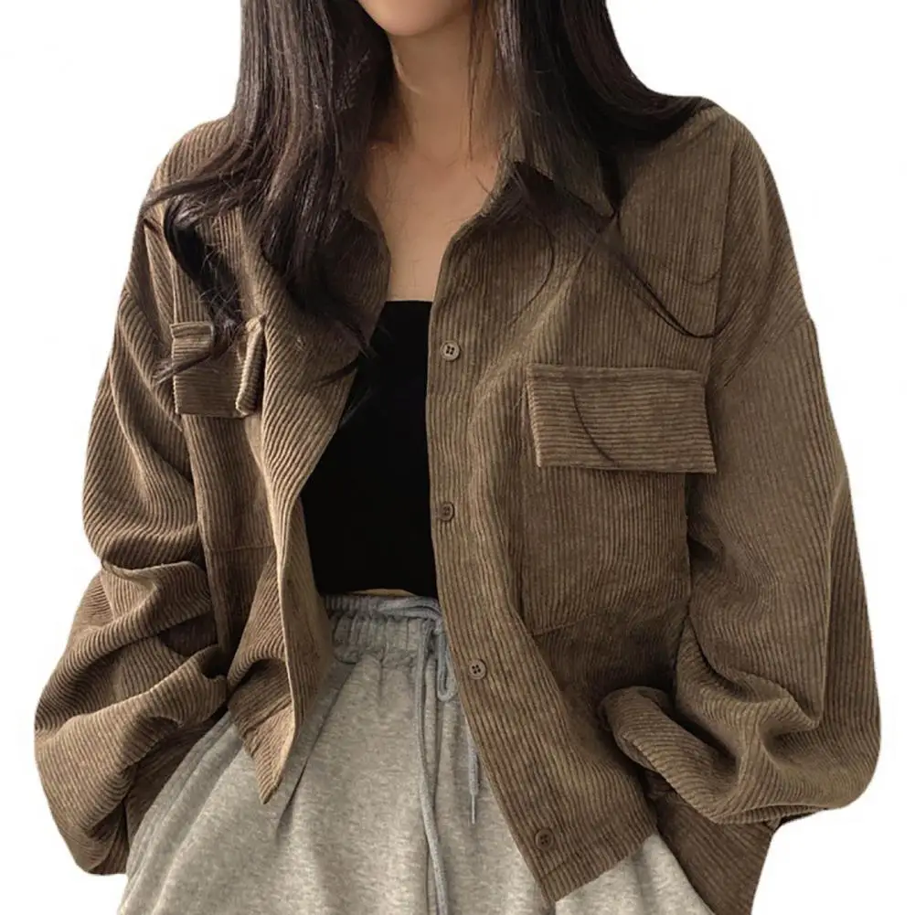 

Lady Coat Turn-down Collar Casual Long Sleeve jacket Fall