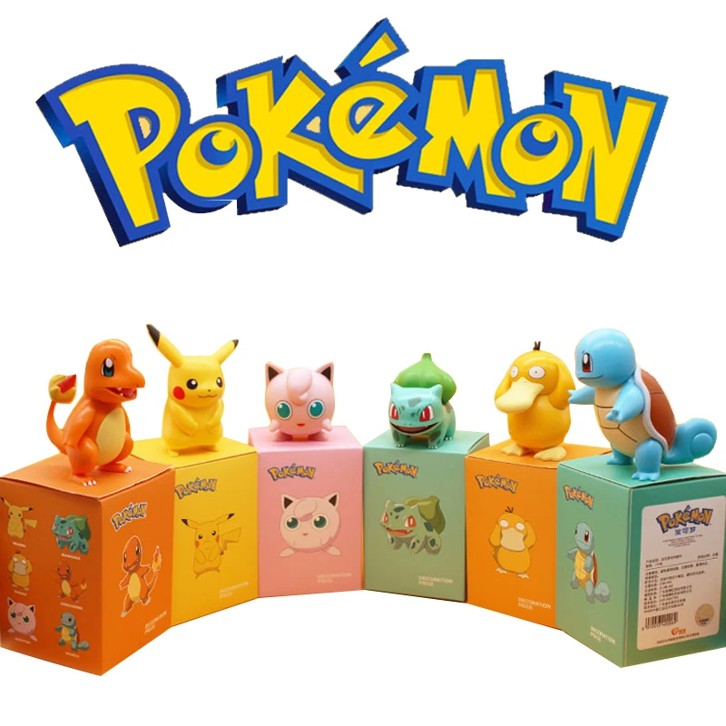 

5-8cm Pokemon Anime Figures 6 Styles Pikachu Charmander Psyduck Squirtle Jigglypuff Bulbasaur Toys Collect Model Kawaii Kid Gift