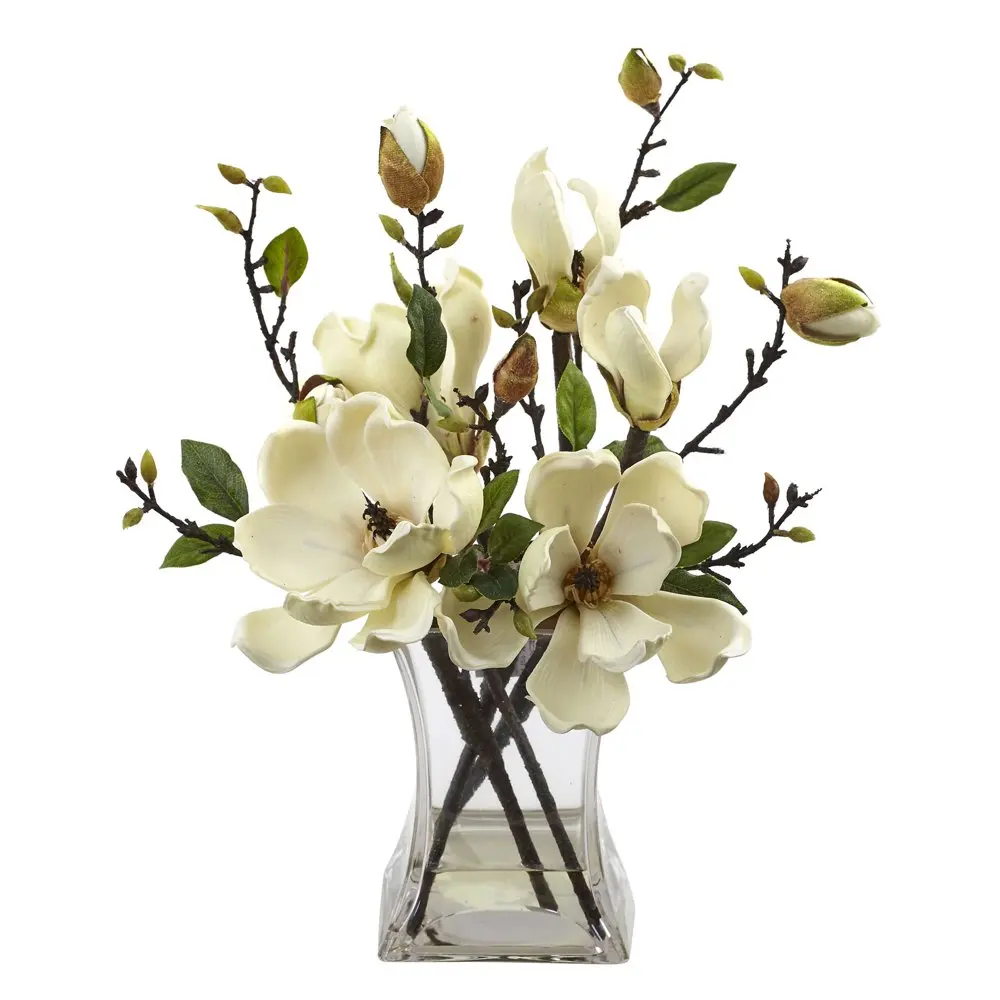

Magnolia Artificial Flower Arrangement with Vase, White
