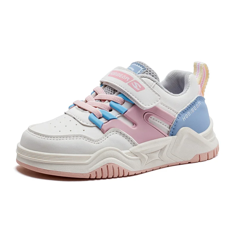 

Кроссовки Детские на плоской подошве, повседневная обувь для девочек, кожаные удобные, для бега, тенниса, черные, белые