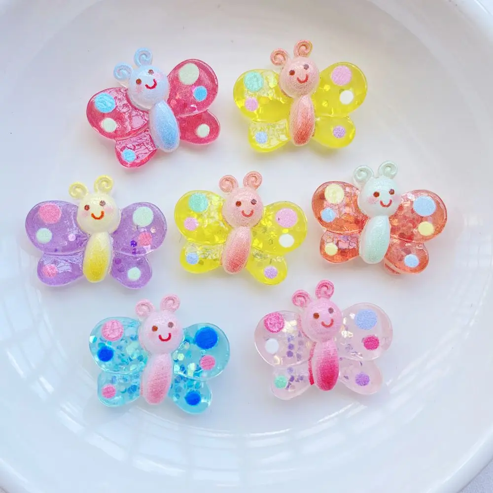 12 шт. новые милые резиновые Мультяшные цветные бабочки серия с плоской задней