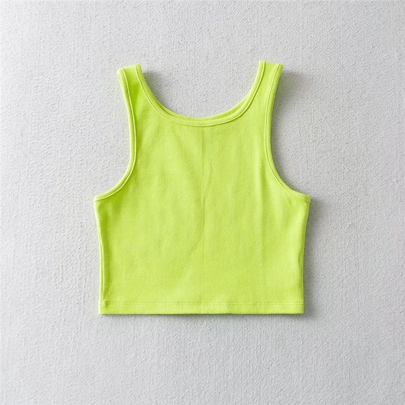 Топ LUNDUNSHIJIA женский хлопковый в рубчик Модный пикантный укороченный топ без