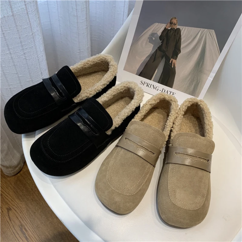 

Роскошные Дизайнерские лоферы из овечьей шерсти, роскошная женская обувь, модная женская обувь сезона 2023, зимняя обувь на плоской подошве д...