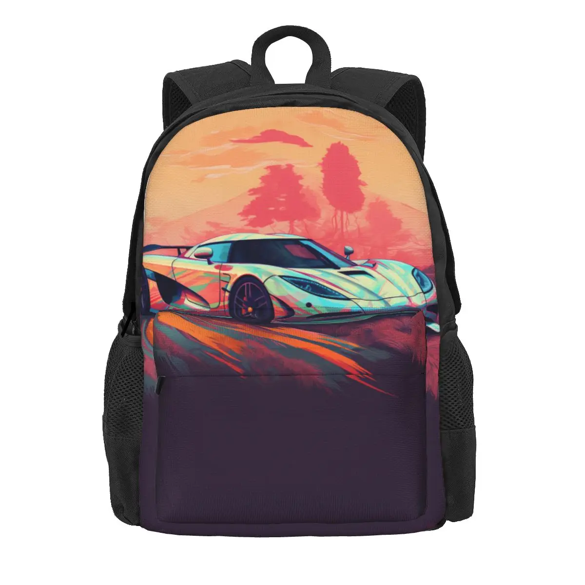 

Ultimate Sports Car Backpack Women Men Cover Art Neo Fauvism Print Backpacks Polyester Casual School Bags Travel Design Rucksack