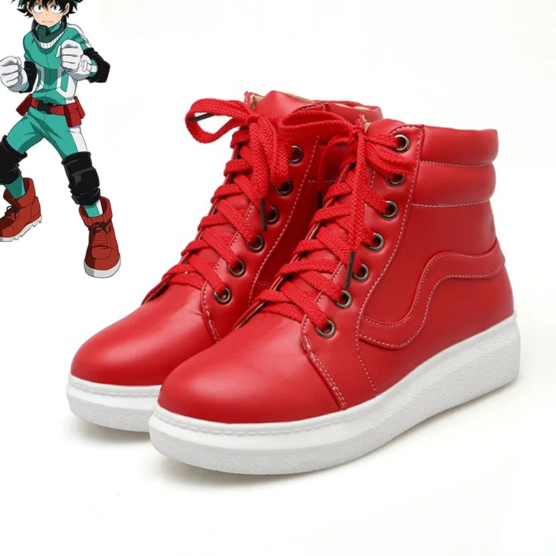 

Обувь для косплея JUSTSAIYAN из аниме «Моя геройская Академия», Izuku Midoriya, обувь Midoriya Izuku Deku, красная обувь из искусственной кожи