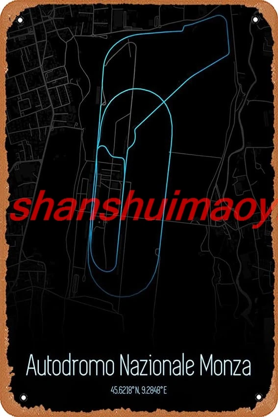 muecddoa Metal Signs - Race Tracks Monza Track Map 8x12 дюймов металлический плакат. SHANSUI
