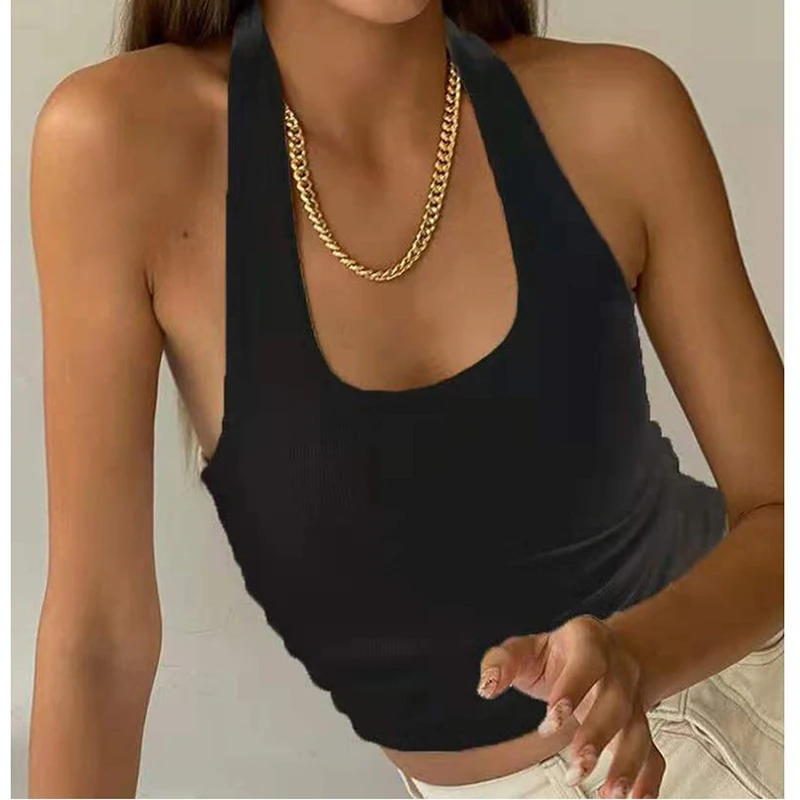 

Tank Top Women 2022 Summer Women's New Sexy Slim Fit U-neck Halter Backless Holiday Vest Sports Vest