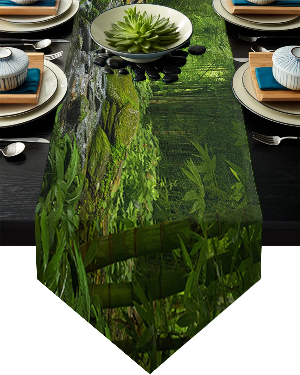 

Forest Rain Tropical Moss Fir Wood Nature Coffee Table Decor Tablecloth Wedding Decoration Dinning Table Decoration Table Runner