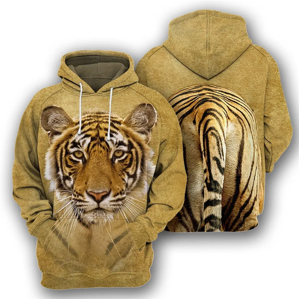 

CLOOCL Animal Hoodies Wildlife Tiger Front Back 3D Printed Hoodie Pocket Zip Coats Adult Teens Boys Girls Polyester Sweatshirt