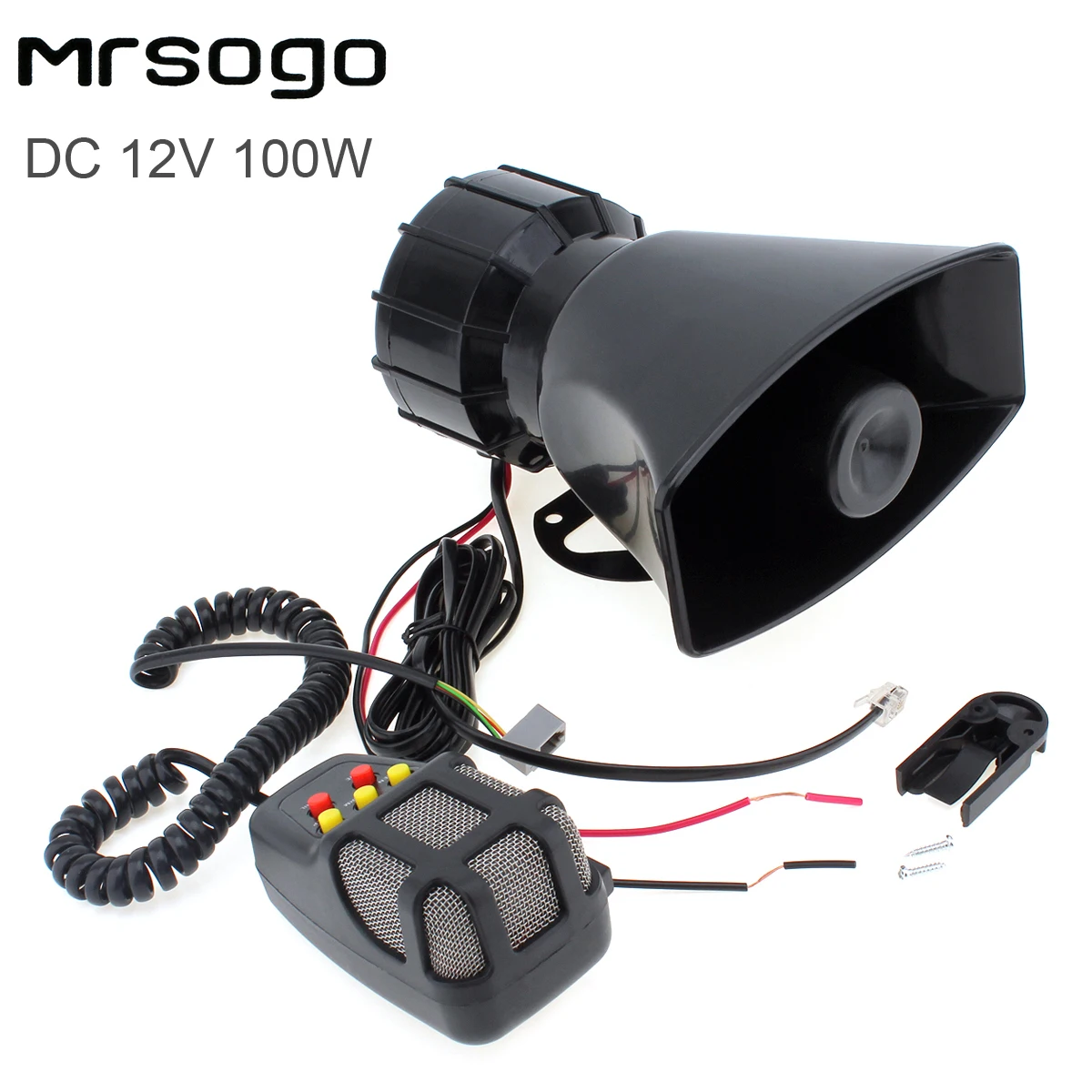 

100W 12V 5 Sounds Car Truck Speaker Super Loud Siren Horn 105dB with MIC Micorphone for motorcycles mopeds Cars truck Boat
