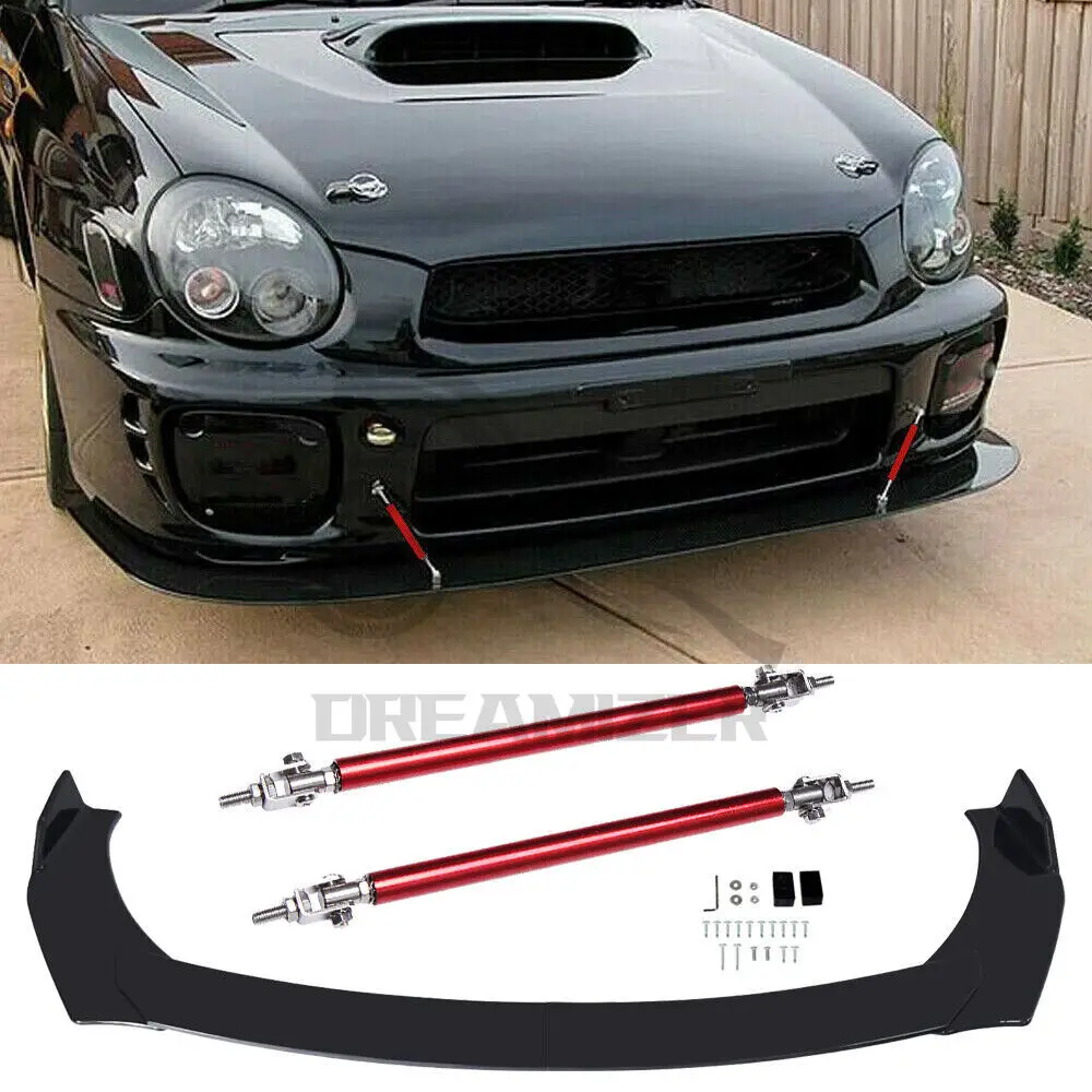 

Front Bumper Lip Spoiler Splitter+Strut Rods Chin Body Kit For Subaru WRX STI Legacy Impreza 2015-2021 Cover Guard Car Diffuser