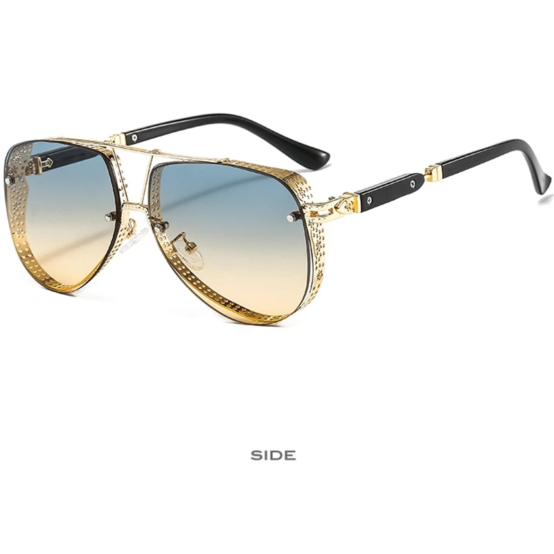 

Oval Sunglasses Men Women Luxury Trend Brand Designer Metal Alloy Frame Gradients Lens Conspicuous Pilot Gafas De Sol Hombre