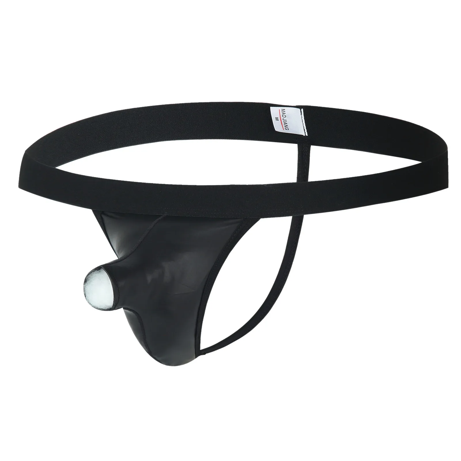 

Men Open Elephant Nose Underwear Sexy Pouch Thongs Faux Leather T Back Underwear Bikini-trunks Lingerie Slip Breathable Panties